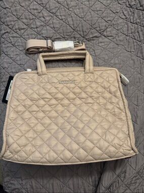 MZ Wallace Quilted Metro Box Tote Laptop Bag in Mushroom